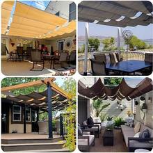 Retractable Awning, Adjustable Polyester Fabric With Buckle Holes, Outdoor Sun Shading, 81-90% UV Protection, Tool-Free Installation, Suitable For Patio, Deck, Garden, UV Shade Canopy, Outdoor Privacy Solution, Durable Design, Camping Equipment - Multicolor - View 4