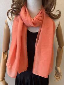 1pc Solid Color Casual Polyester Scarf, Versatile Long Scarf/Neck Wrap/Beach Shawl, Suitable For Spring, Autumn And All Seasons - Orange - View 2