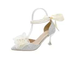Women Flats - 5cm Chunky Gold Heel - View 7
