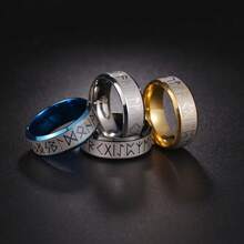 1PC Fashionable Nordic Odin Rune Stainless Steel Men's Ring, Men's Jewelry Accessory, Suitable For Weddings And Valentine's Day Birthday Gifts - Multicolor - View 9