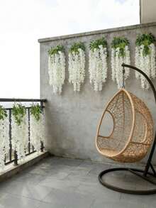 30pcs/20pcs/1pc High-End Artificial White Wisteria, Dense White Faux Wisteria Vine Hanging Strands Fiber, Artificial Wisteria Vines, Outdoor Artificial Flowers, Holiday Decor, Floral Vine Decor, Home Decor, Outdoor Decor, Yard Garden Decor, Suitable For Wedding Decor, Hotel, Party, Garden Party, Yard, Suitable For Various Indoor And Outdoor Decor, All Seasons, Durable And Beautiful - White - View 6