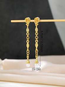 ZHIXUN 1 Pair Vintage Bohemia Style Faux Pearl Long Dangle Earrings, Suitable For Women To Wear At Parties, Gatherings, And Various Occasions - Earrings - View 6