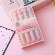 4pcs Soft Touch Pastel Highlighter Pens, Fade-Resistant Water-Based Ink, Round Tip, Suitable For Office Supplies, Writing, Editing, Notebooks, Sketching - 4 Pack - View 1