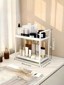 Multi-Color 2-Tier Bathroom Storage Organizer, Countertop Cosmetic Rack For Skincare And Makeup, Compact Design Keeps Toiletries Tidy, Perfect For Bathroom, Vanity, And Bedroom Use, Maximizes Small Space With Style. Christmas, Halloween, Easter, Thanksgiving, Holiday Season Gift - Bathroom Storage Rack - View 4