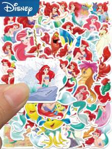 Disney 50張迪士尼美人魚愛麗兒公主貼紙貼紙，適用於手機殼、行李箱、電腦、日記本、滑板、頭盔，卡通裝飾貼紙，創意禮物，學校用品 - A - 查看 3