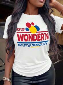 Women's Plus Size Short Sleeve T-Shirt With Round Neck, Loose Fit, Casual - 白色 2 - 查看 5