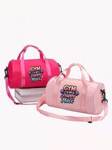 1pc Dumbbell Print "Gym Is My Therapy" Crossbody Bag - Adjustable Strap With Top Handle, Durable Fabric Mini Tote Bag Suitable For Fitness, Dance, Commuting And Outdoor Sports (Multiple Colors Available), Small Gym Bag, Casual Streetwear Style, Minimalist Design Handbag - Multicolor - View 9
