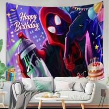1pc Graffiti Miles Morales S-Pider-Man Birthday Backdrop, Street Art Style Party Banner, Into The Spider-Verse Celebration Background Decor, Themed Birthday Party Backdrop,Cartoon Character Tapestry,The Perfect Gift For Family And Friends, Birthday Party Decoration,Holiday Decoration, Decoration Themed Perfect Gift,Fairy Tale Style,For Bedroom Living Room Corridor, Wall Art, Wall Decoration, Room Decoration - 多色-A - 查看 4