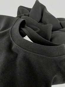 Casual Crew Neck T-Shirt For Boys, Made Of High-Elastic Polyester With Geometric Basketball Print, Regular Fit For Teenagers, Autumn Collection, Sportswear, Knitted, Breathable, Short Sleeve, Youth Sportswear. - 黑色 - 查看 4