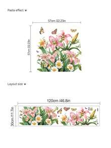 秋季楓樹森林動物牆貼，百合雛菊鳥類蝴蝶秋葉可移除牆面藝術，臥室、兒童房與居家裝飾 - 彩色 - 查看 12
