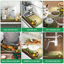 1pc Absorbent Drying Mat, Kitchen Decor Coffee Machine Pad, Beverage Coaster, Bowl & Dish Mat, Handmade Coffee Pot Draining Mat, Kitchen Floor Mat, Placemat, Tabletop Mat, Silicone Dish Drying Mat With Anti-Slip Backing, Heat Resistant, Hides Stains, Super Absorbent Kitchen Mat, Easy To Clean Dish Rack Mat, Suitable For Kitchen, Dining Table, Cafe, Bar, Holiday, Party, Home Decor, Holiday Gift - Multicolor - View 7