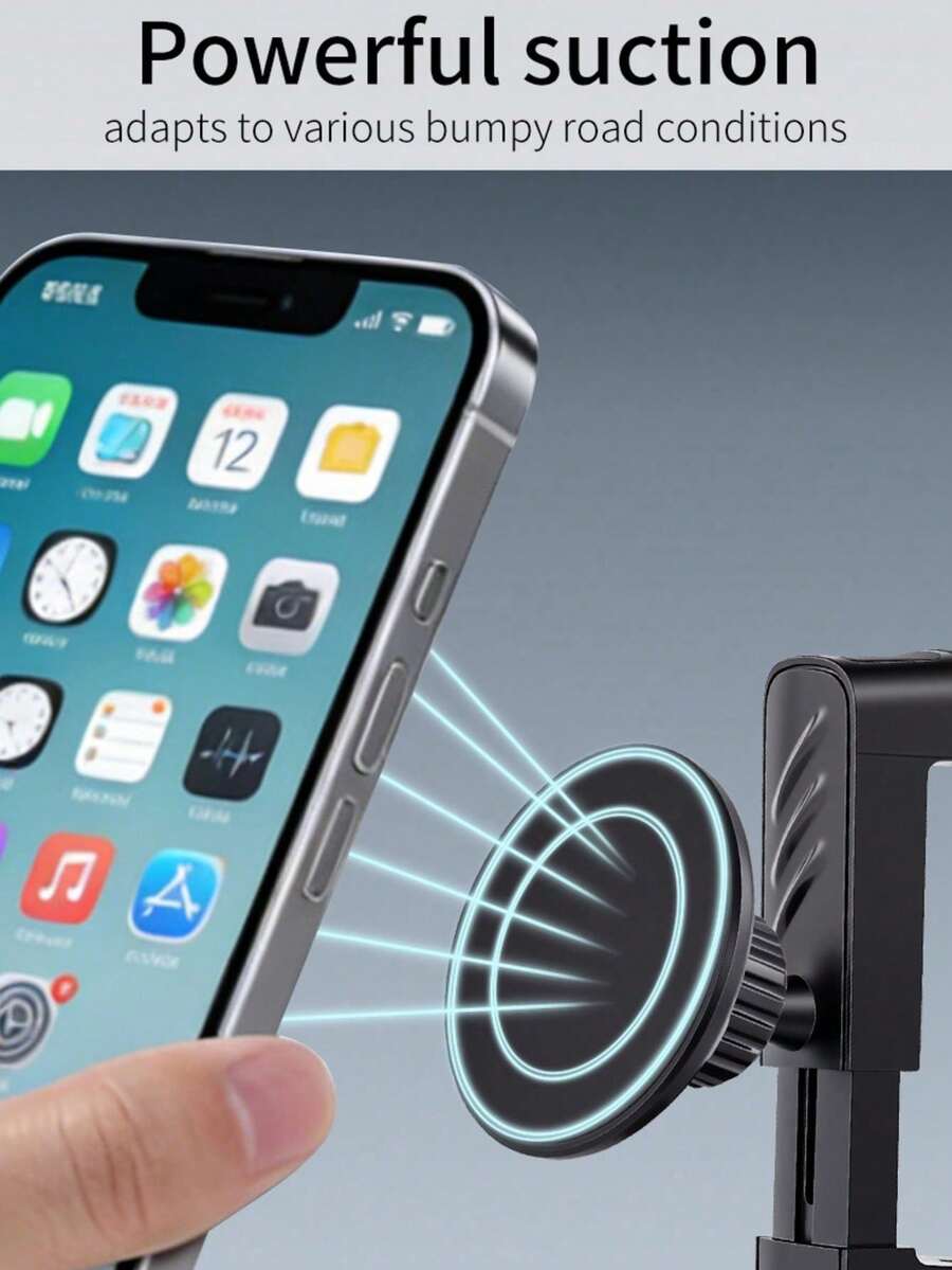 Soporte de teléfono para coche con ventilación circular, operación con una sola mano, diseño compacto sin obstruir la visión, adecuado para conducir - Negro - Ver 1
