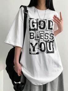 Women's Short-Sleeved T-Shirt, Round Neck, Loose Fit For Summer - 白色 - 查看 2