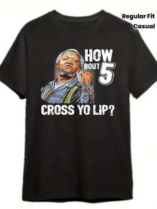 Hombres y mujeres, divertido "¿Qué te parece 5 Cross You Lip?"Camiseta gráfica - Negra con estampado blanco, corte regular, cuello redondo, manga corta, camiseta casual, adecuada para Halloween, Navidad, regalos de cumpleaños, uso casual y fiestas temáticas - Ropa con humor de la cultura pop, camisetas para mujer, blusas para mujer, playeras de mujer, ideal para fiestas y vacaciones familiares, adecuada para fiestas y uso diario. - Negro - Ver 7
