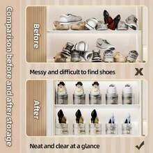 10pcs Adjustable Double Layer Shoe Rack, Space-Saving Shoe Organizer, Double Layer Shoe Shelf, Home Shoe Cabinet Expansion Tool, Suitable For Sneakers, High Heels, Leather Shoes, Slippers, Closet And Entryway Storage - Multicolor - View 12