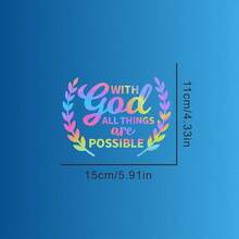 1pc Car Personalized Stickers, With God All Things Are Possible, Rear Windshield Decoration Stickers, Personalized Graffiti Stickers, Warm And Inspirational Stickers, - A - View 7
