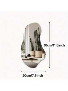 1/2pcs Asymmetric Wall Mirror, Asymmetrical Curved Retro-Style Decorative Mirror, Modern Mirror Wall Panel Decoration, Home Decor Living Room, Bathroom Decor, Wall Decor, Suitable For Living Room / Foyer / Bathroom (Please Confirm If The Actual Size Matches Your Expectations) - Silver - View 12