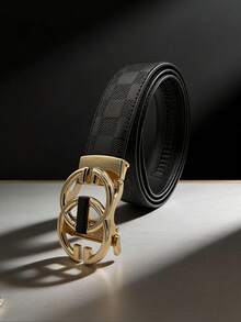 1 pieza Hebilla automática de aleación con letra para hombres. Este cinturón de hombre de 47 pulgadas presenta un diseño único y versátil adecuado para ocasiones de negocios de alta gama. Es una excelente opción para uso diario y de oficina, también es un gran regalo para las fiestas. - Multicolor - Ver 3