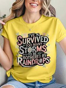 Camisetas de manga corta tallas grandes "Too Many Storms" - Amarillo - Ver 3