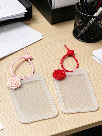 Ví đựng thẻ trang trí hoa hồng dễ thương, ví đựng thẻ ID trong suốt với dây đeo bện điều chỉnh được, hộp bảo vệ thẻ trong suốt cho thẻ học sinh, thẻ nhân viên, thẻ xe buýt, kiểu móc khóa, hộp đựng thẻ chống nước và bền chắc cho nhân viên văn phòng, học sinh, y tá, giáo viên, dùng đựng thẻ nhân viên, thẻ học sinh, thẻ tín dụng, kiểu móc khóa.