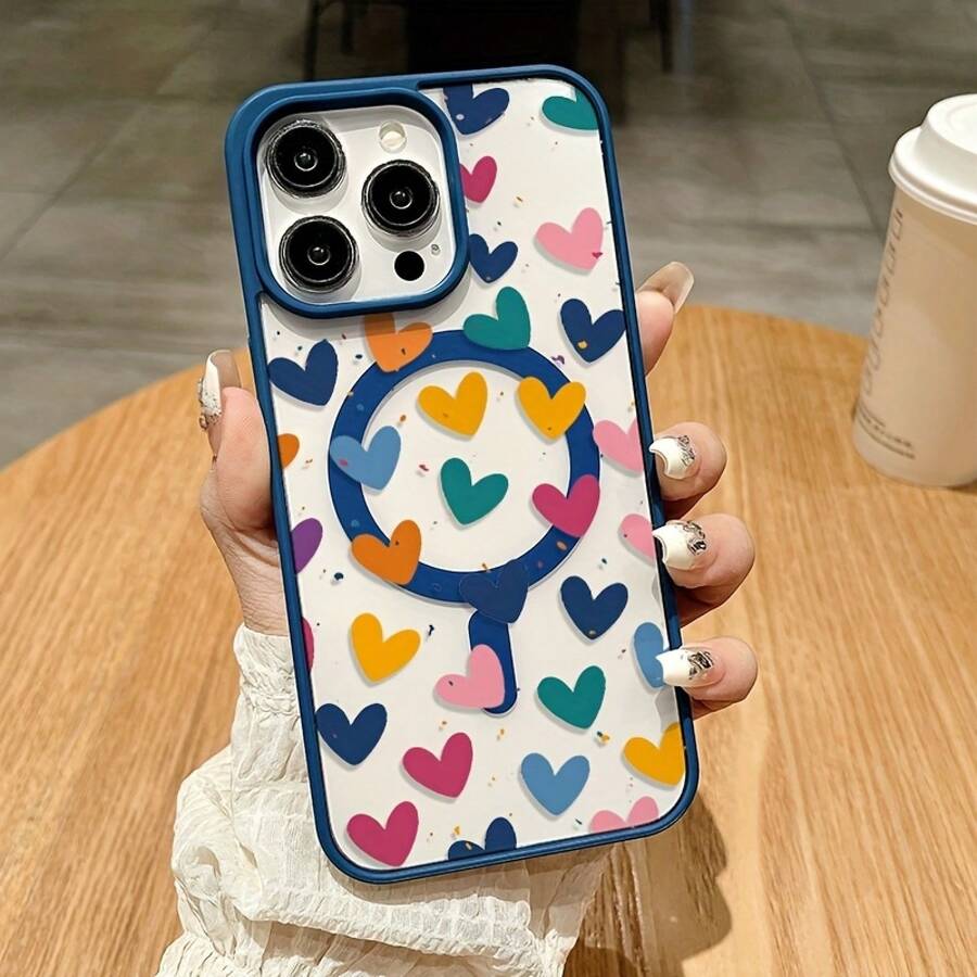 a Phonecase:AVibrantHeartGraffitiDesignThatFitsEliPhone16Pro15PlusY14ProfessionalMaxMagneticPhoneCasesCompatiblewithWirelessChargingforAppleDevicesIncludingEliPhone1112ProAnd13ProAsGoodAsA - Azul - Ver 1
