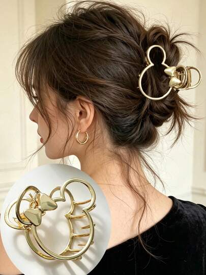 1pc Women's Hollow Metal Hair Claw Clip, Cute Bow Design, Versatile Hair Claw For Bun Hairstyle, Minimalist Elegant Hair Accessory For Casual, Holiday, Wedding, Bridesmaid