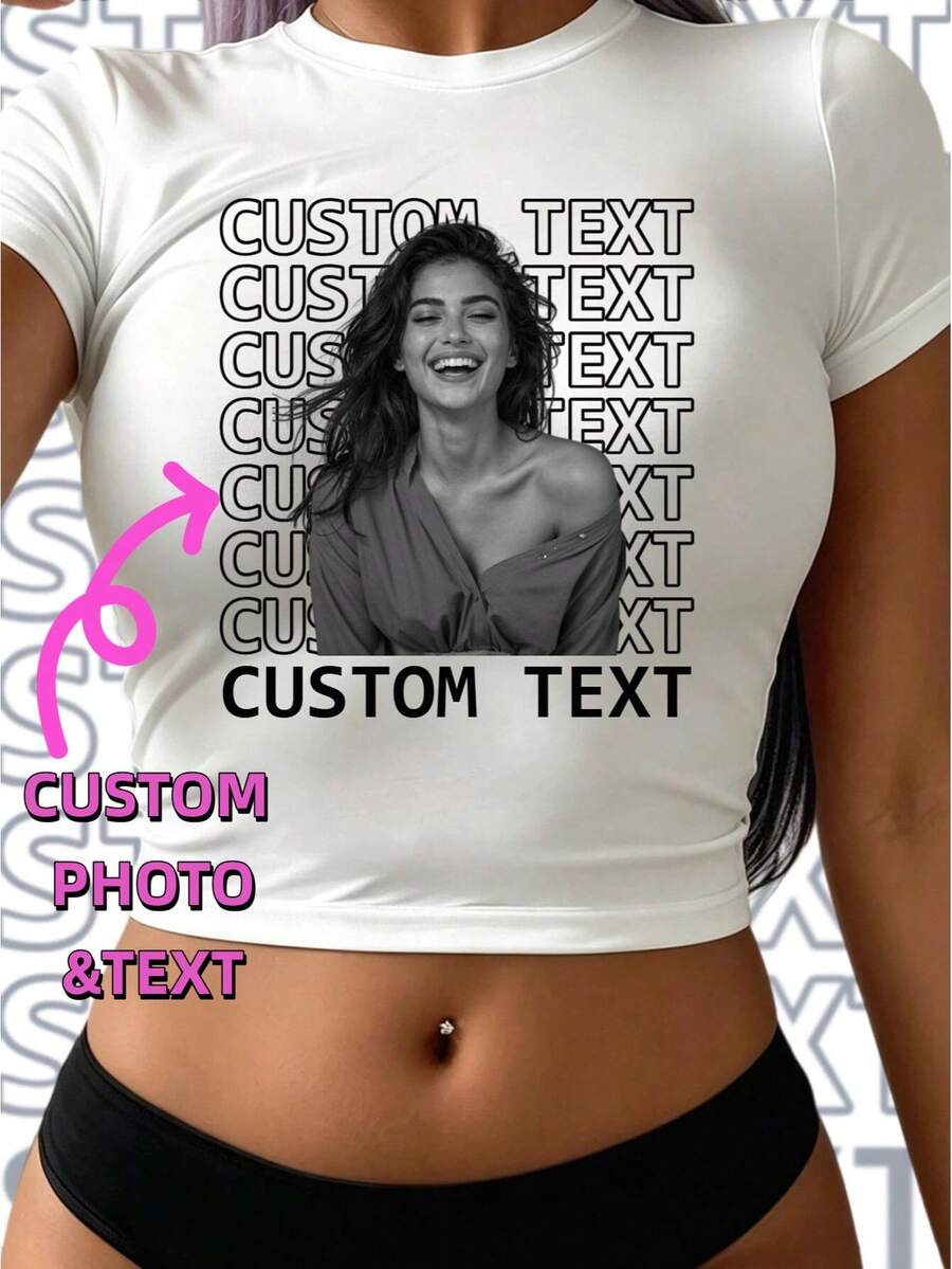 90s-2000s Vintage Cropped Top, Vintage Bootcut Pants And Hip-Hop Style. Customizable Photos, Unique Birthday Gift White - White - View 1