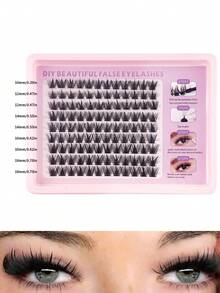 108 sợi mi giả dạng chùm D, độ cong hỗn hợp, kích thước 10-18mm, mềm mại, tự nhiên, dễ sử dụng, có thể tái sử dụng, dùng cho trang điểm hàng ngày. - Xem 5