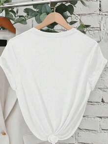Women's Loose-Fitting T-Shirt With A Round Neck And Exquisite Print. Soft And Breathable Fabric, Comfortable To Wear, And Short Sleeves. Casual And Relaxed Fit, Versatile Style. Made From High-Quality 100% Pure Cotton (200 G). - 白色 - 查看 2