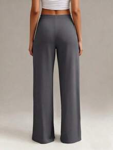 Pantalones rectos de cintura alta para mujer, casuales de primavera/invierno en color blanco - Gris - Ver 2