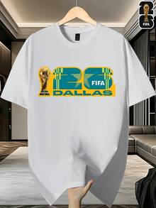[FIFA World Cup Authorization] FIFA World Cup Football Casual, Men'S Short Sleeved T-Shirt, Fashionable Summer Top, A Must-Have For Fans, Suitable For Fitness, Running, Beach Wear, Male And Female Couples, Is A Good Gift For Family. 1pc - 白色 - 查看 1
