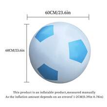 1 pieza Balón de fútbol gigante inflable azul para uso en exteriores, césped, fiesta en la piscina, trabajo en equipo, playa, interior y exterior, juego interactivo familiar - Azul y blanco - Ver 6