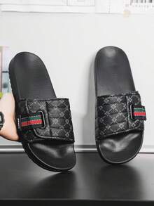 Men's Versatile Casual Black Sandals, Plus Size Hook And Loop Slippers, Suitable For Summer Outdoor Wear - Black - View 2