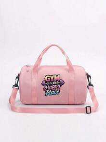 1pc Dumbbell Print "Gym Is My Therapy" Crossbody Bag - Adjustable Strap With Top Handle, Durable Fabric Mini Tote Bag Suitable For Fitness, Dance, Commuting And Outdoor Sports (Multiple Colors Available), Small Gym Bag, Casual Streetwear Style, Minimalist Design Handbag - Multicolor - View 18