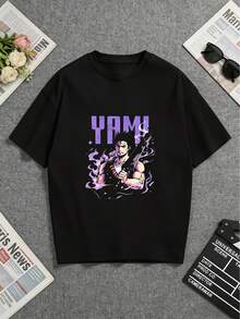 Las camisetas unisex con estampados de anime de , suaves y adecuadas para todas las estaciones, son prendas esenciales de moda casual urbana. Ofrecen un estilo versátil para las cuatro estaciones, son asequibles para el uso diario y son un regalo de Navidad perfecto para fans y amigos. Ideales para fiestas y vacaciones familiares, son adecuadas tanto para eventos como para el uso diario. - Negro - Ver 1