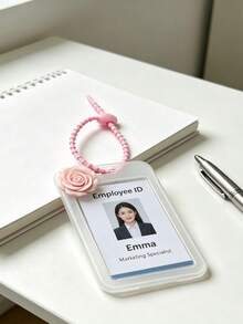 Cute Rose Decor Card Holder, Clear Id Badge Holder With Adjustable Braided Lanyard, Transparent Card Protector For Student Id, Work Badge, Bus Pass, Keychain Style, Waterproof & Durable Card Case For Office Staff, Students, Nurses, Teachers, For Work Id, School Id, Credit Cards, Keychain Style - Multicolor - View 8