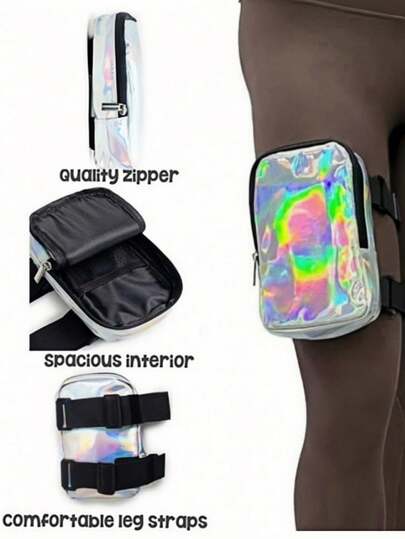 2 chiếc túi đeo đùi hologram, túi đeo hông cho nữ, túi đeo bụng du lịch leo núi ngoài trời, có thể điều chỉnh.