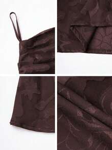 Vestido de verano sexy y elegante para mujer de Unadoll, con cinturón de cordón en la cintura y diseño sin espalda, hecho de tela jacquard, adecuado para vacaciones, playa, citas, vuelta al colegio, bodas, fiestas y otras ocasiones - Marrón - Ver 8