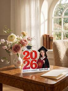 1pc Customizable Graduation Photo Acrylic Decor, Personalized 2026 Graduate Photo Frame Stand With Graduate's Photo, Name And School, Glitter Number Design, Multi-Color Options, Double-Sided Acrylic Desktop Decor, Perfect For Graduation Party Decoration, Graduate Memorabilia - Multicolor - View 8
