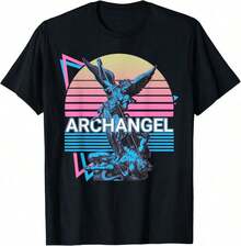 1 camiseta retro de San Miguel Arcángel, 180g, 100% algodón - Negro 2 - Ver 1