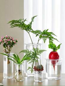 1套水培蔬菜种植篮，塑料花盆，适用于家庭阳台园艺和水培，1卷 - 查看 2