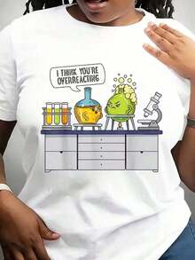 100% Algodón Química Ciencia Estudiante de Química Tubo de Ensayo Camiseta Divertida 180g Suave y Agradable para la Piel - Blanco - Ver 1