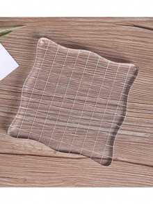 1pc Square Lace Acrylic Transparent Stamp Block - Multipurpose DIY Craft Tool, Suitable For Scrapbooking, Albums And Handmade Stamps - Includes Ink Pad, Transparent Grid Metal Plate And Curved Edge Stamp Function - Clear - View 11