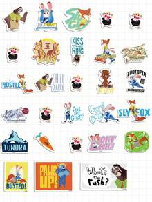 Disney 50pcs/Pack Random 2 Judy Hopps Cartoon Stickers, Suitable For Luggage Decoration, Notebook, Account Stickers, Handbag, Guitar Decoration, Laser Stickers, Gifts For Friends And Family, Christmas Stockings, Christmas Gifts, Christmas Decorations, Random Japanese Anime Themed Cartoon Stickers - Multicolor - View 4