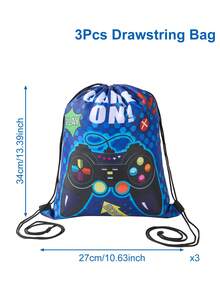 6 piezas Bolsas con cordón con patrón de videojuegos azules, suministros de embalaje de regalos, decoraciones de fiesta de cumpleaños, bolsas de almacenamiento de dulces, recuerdos de fiesta - consola de juegos azul - View 12