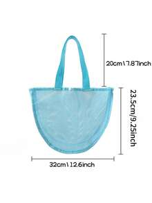 1pc Beach Toy Storage Bag, Tote Bag, Solid Color Mesh Bag, Beach Digging Tools, Multi-Compartment Storage Bag, Essential For Vacation And Travel - Multicolor - View 10