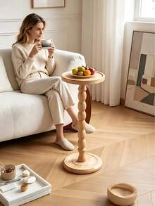 Mesa de café portátil y móvil de madera maciza, mesa de té, estantería móvil para jardín, balcón, sala de estar, dormitorio, soporte para velas, mesa pequeña para jardín, estantería para plantas - Granate - Ver 5
