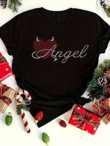 Camiseta de mujer para primavera y verano - Negro - Ver 2