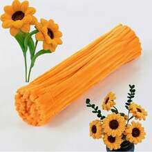 Agente de limpieza de tubos hecho a mano: Palito de pelusa, estambre, adecuado para manualidades y artesanía DIY, decoración de fiestas, palito de pelusa, cuerda de pelusa, palito de pelusa, adecuado para manualidades DIY, decoración de bodas y fiestas, set de regalo de ramos de girasol y tulipán (naranja-amarillo) - Serie naranja-amarilla - Ver 14
