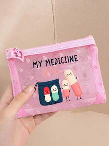 迷你便攜式網格藥袋，印有「我的藥袋」圖案，緊湊急救包，便攜露營藥袋，日常醫療收納袋，醫療緊急包儲物袋，戶外居家藥丸儲物袋，化妝包，護膚唇油儲物袋，適用於日常、戶外、旅行、返校、生日，必備醫療配件，送給妻子、老師、家人、朋友的禮物，母親節、畢業季、返校季、教師節、復活節、聖誕節 - 彩色 - 查看 7